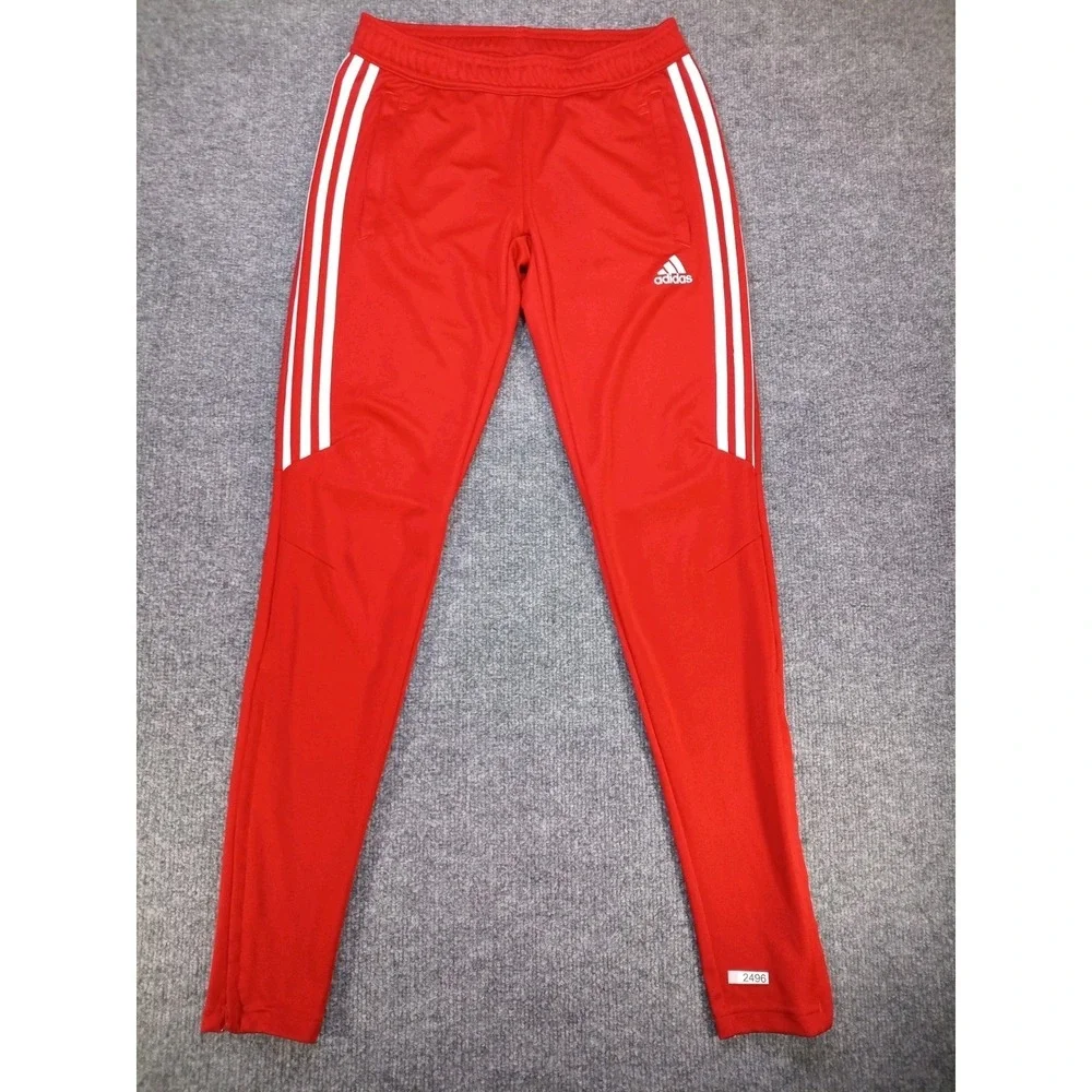 Adidas Climacool Track Pants Men XS Red White 3 Stripe Soccer Training Zip Hem